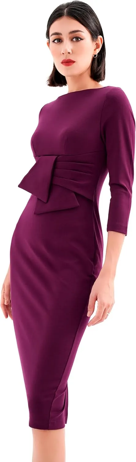 Marycrafts Women's Work Office Business Square Neck Sheath Midi Dress