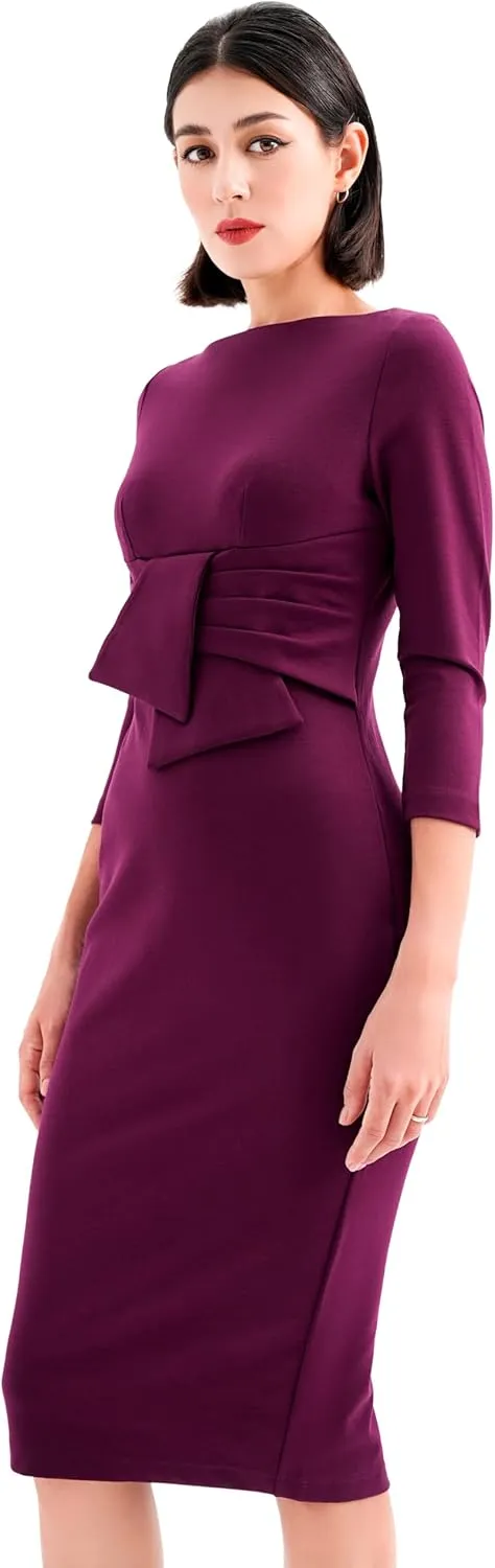 Marycrafts Women's Work Office Business Square Neck Sheath Midi Dress