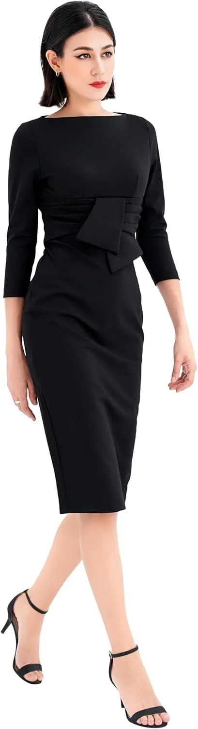 Marycrafts Women's Work Office Business Square Neck Sheath Midi Dress