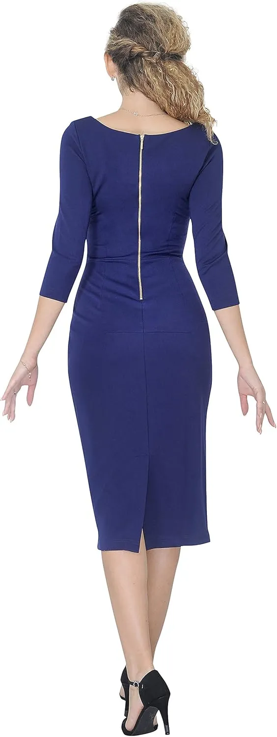 Marycrafts Women's Work Office Business Square Neck Sheath Midi Dress