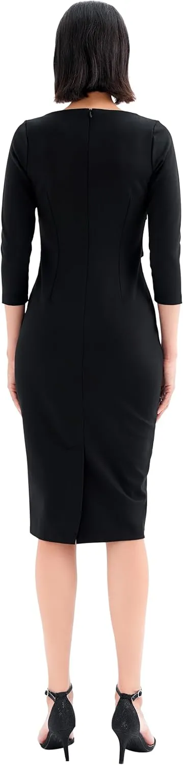 Marycrafts Women's Work Office Business Square Neck Sheath Midi Dress