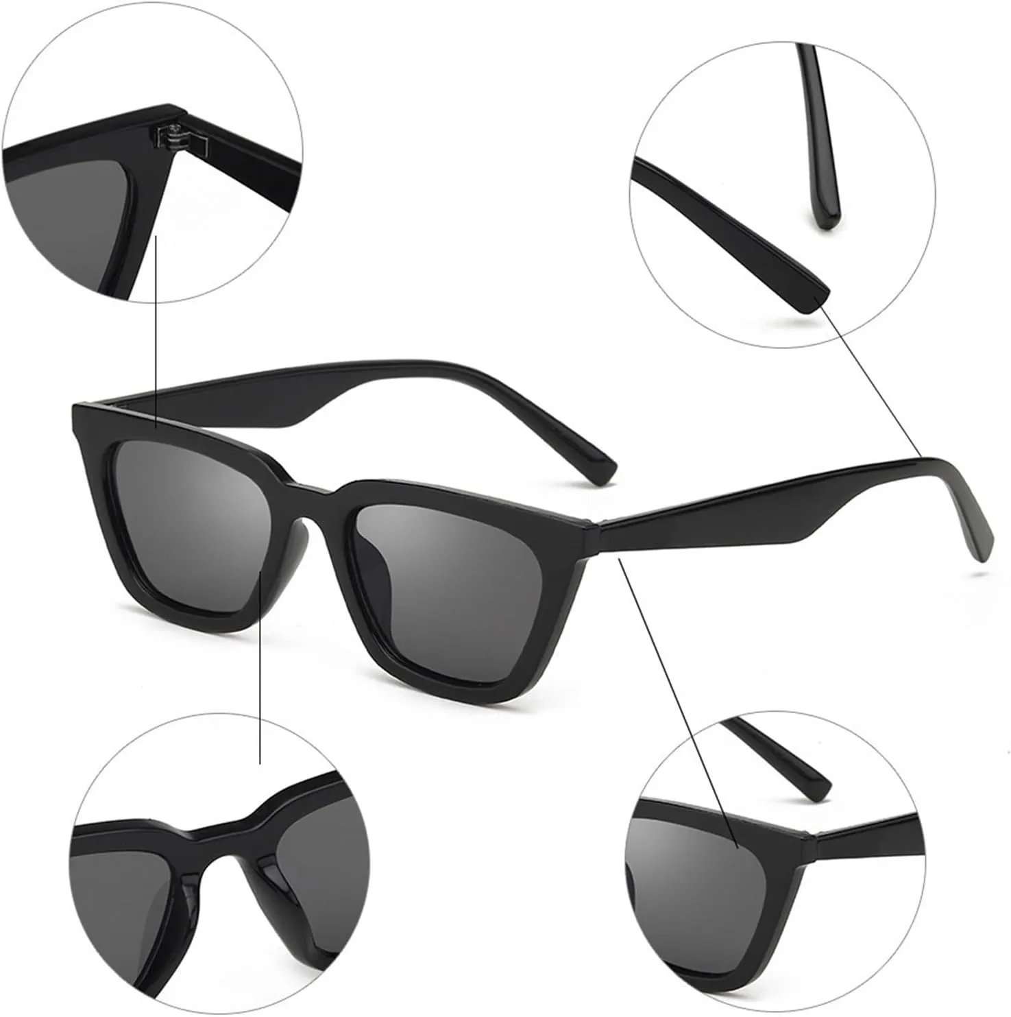 Men Square Frame UV400 Sunglasses Women Outdoor Street Shooting Vacation Party Sunglasses