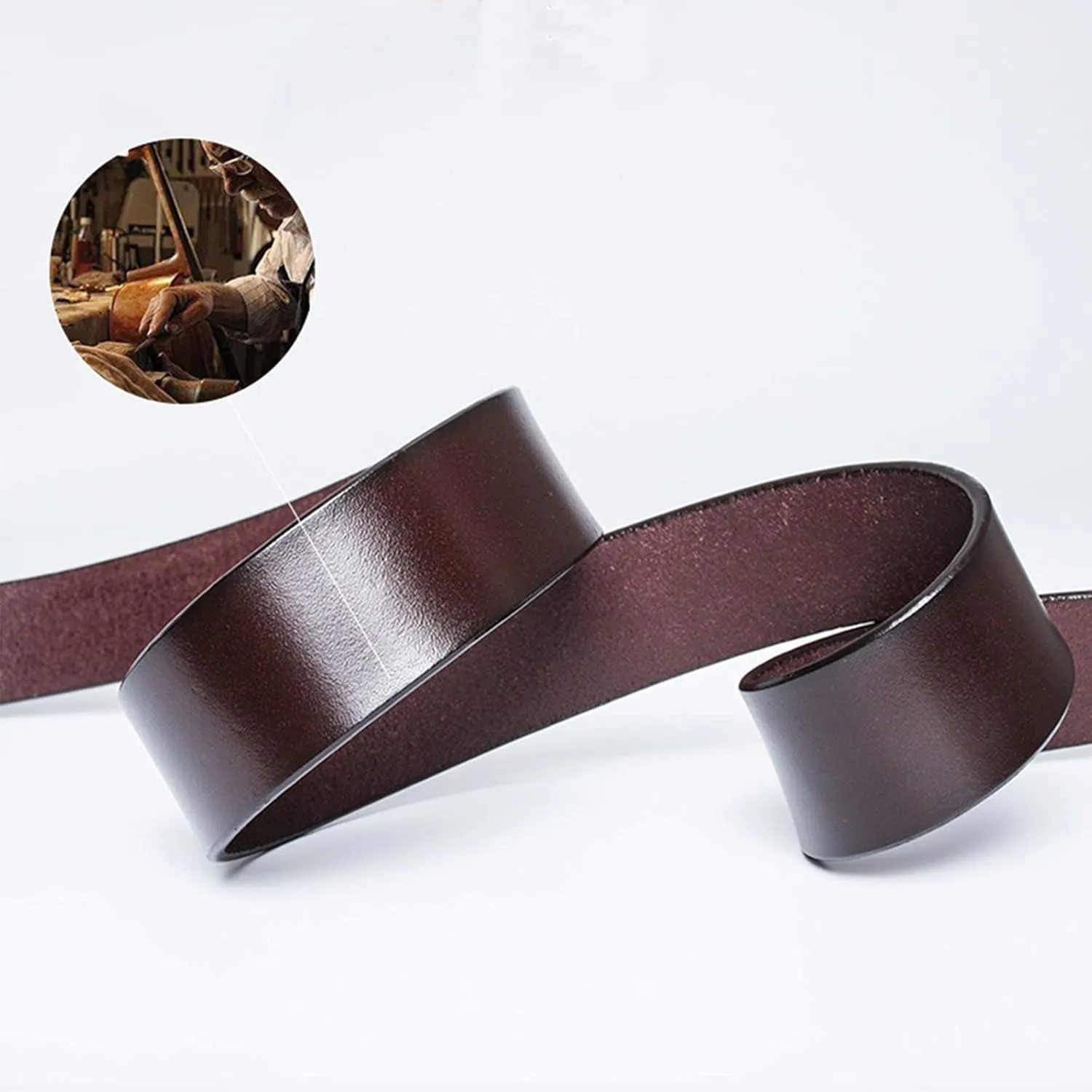 Men's Denim Belts,Long Horn Buckle Buckle Genuine Leather Belts Casual Decoration Fashion Style Belts