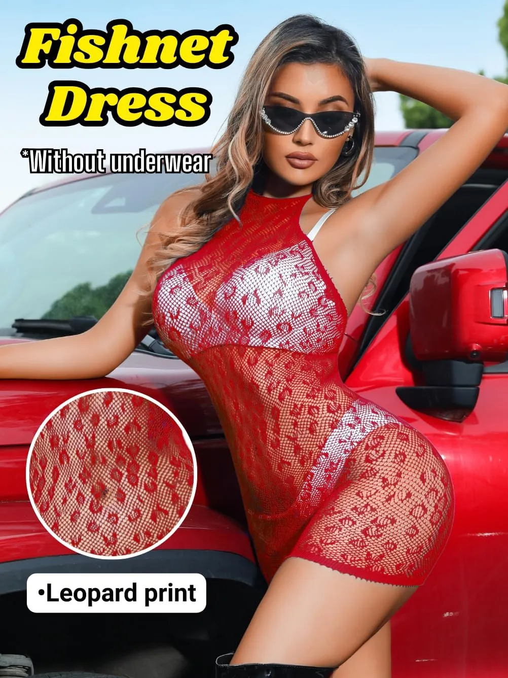 Mesh Dress for Women, Leopard Fishnet, Exotic Dancewear