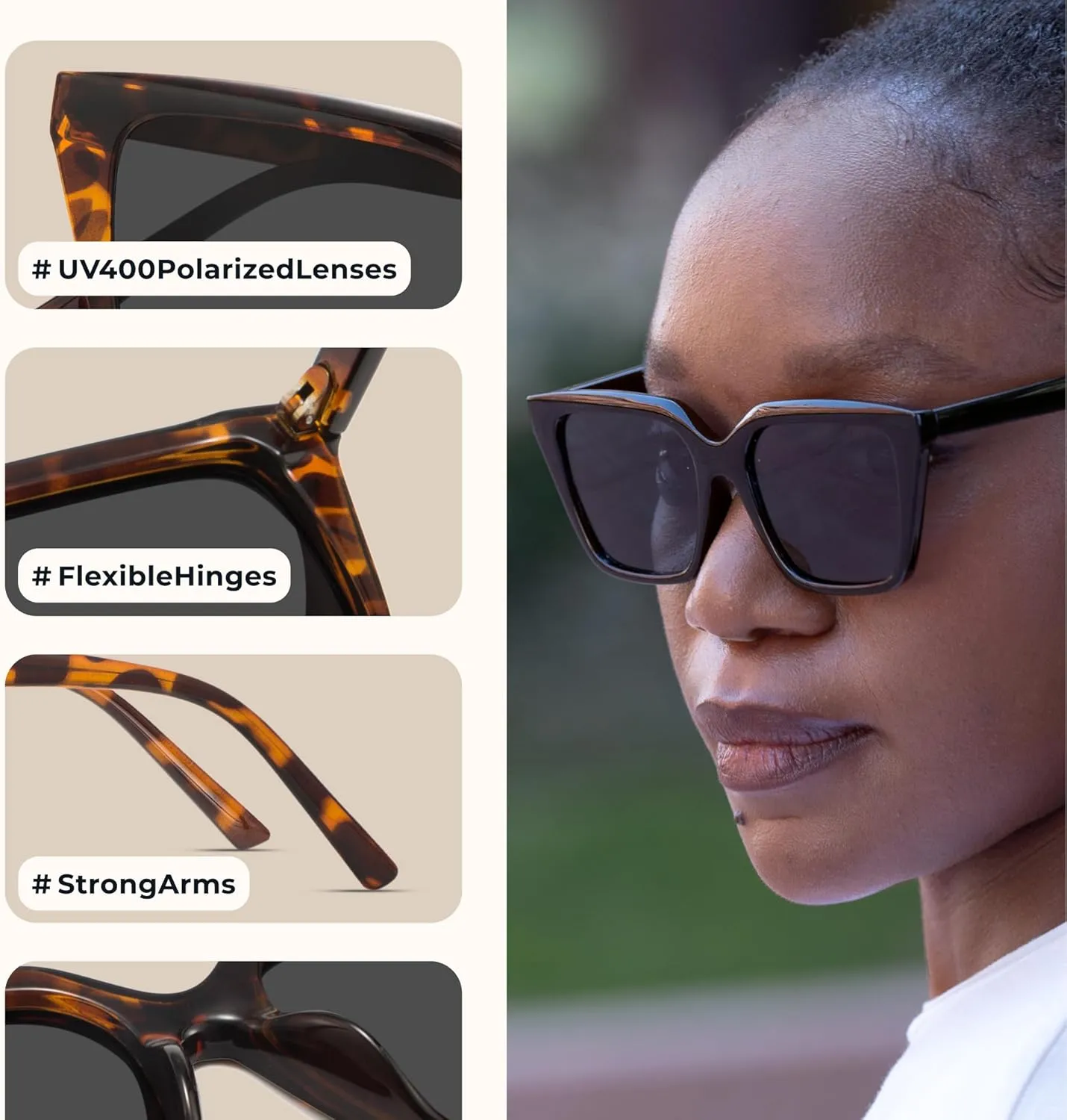 miyya Cat Eye Sunglasses for Women, Trendy Polarized Sunglasses Women, Retro Sun Glasses 2025, UV Protection Shades