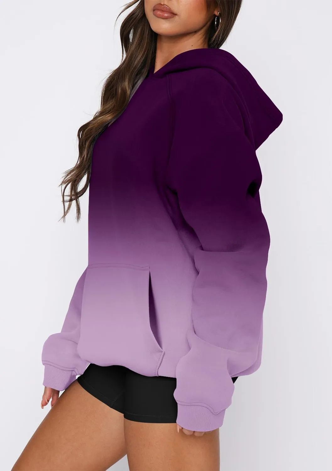 onlypuff Women Pullover Sweatshirt Long Sleeve Hoodies Kangaroo Pocket Fleece Basic Sweater