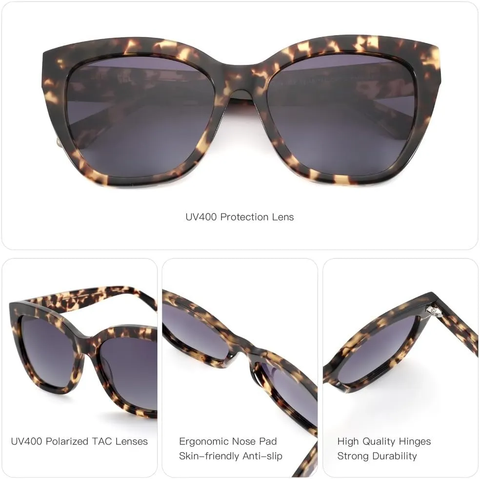 Retro Acetate Sunglasses Thick Frame Polarized Sunglasses(03,One)