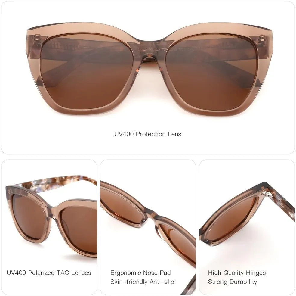 Retro Acetate Sunglasses Thick Frame Polarized Sunglasses(03,One)