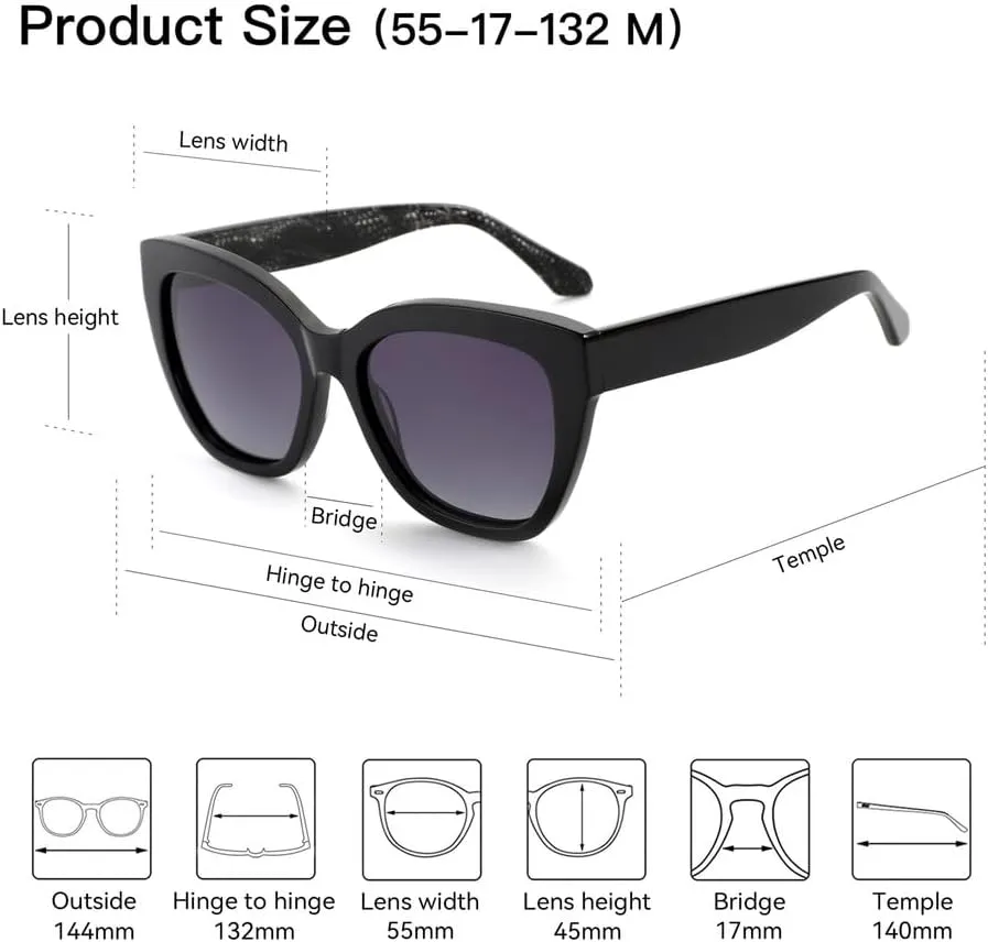 Retro Acetate Sunglasses Thick Frame Polarized Sunglasses(03,One)