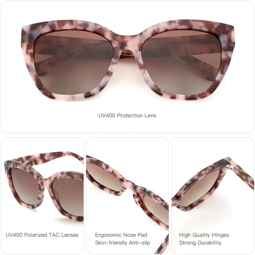 Retro Acetate Sunglasses Thick Frame Polarized Sunglasses(03,One)