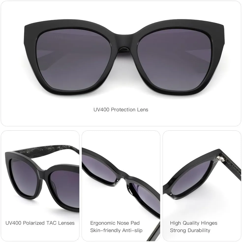 Retro Acetate Sunglasses Thick Frame Polarized Sunglasses(03,One)