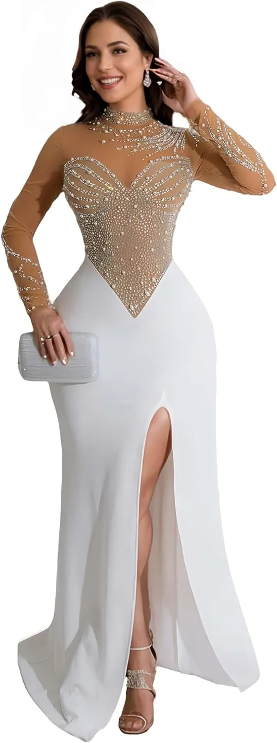 Rhinestone Embellished Formal Gowns and Evening Dresses for Women 2025