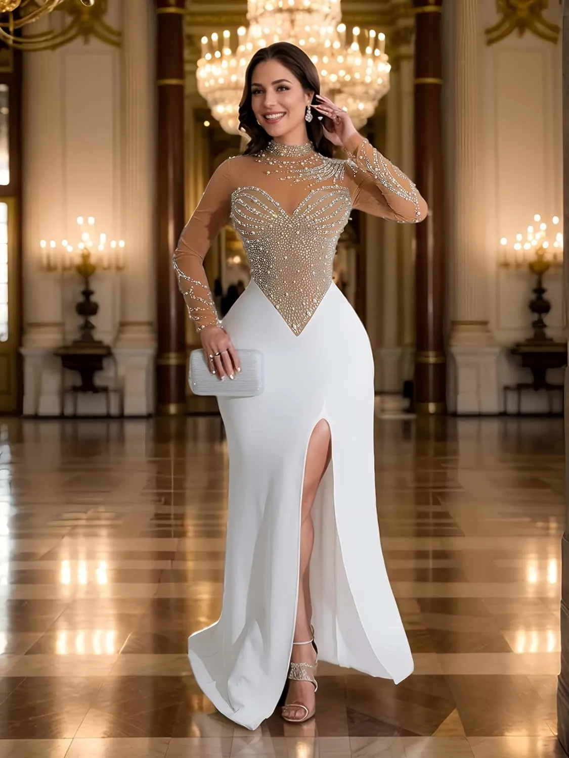 Rhinestone Embellished Formal Gowns and Evening Dresses for Women 2025