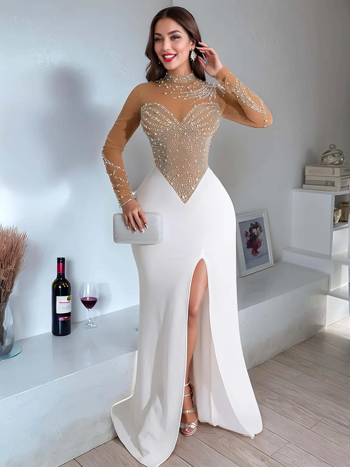 Rhinestone Embellished Formal Gowns and Evening Dresses for Women 2025