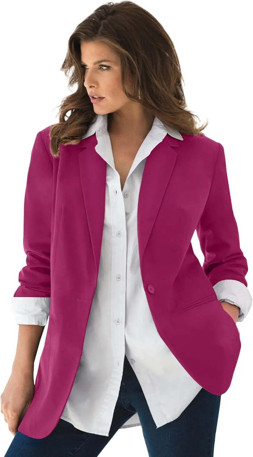 Roaman's Women's Plus Size Boyfriend Blazer