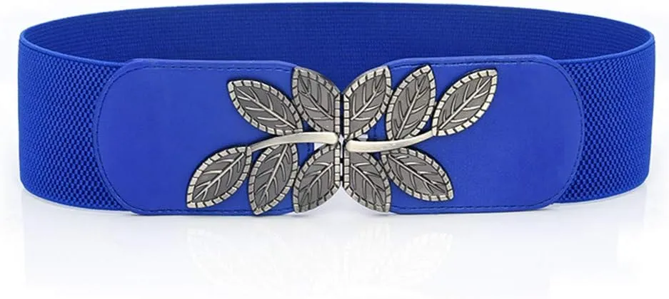 SHANGMAOYO Elastic Belt Wide Dress Waistband Stretch Buckle Women's Waist Band Wild Fashion Belt Mens Navy Blue Belt belts (Color : Blue, Size : One Size)