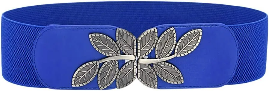 SHANGMAOYO Elastic Belt Wide Dress Waistband Stretch Buckle Women's Waist Band Wild Fashion Belt Mens Navy Blue Belt belts (Color : Blue, Size : One Size)