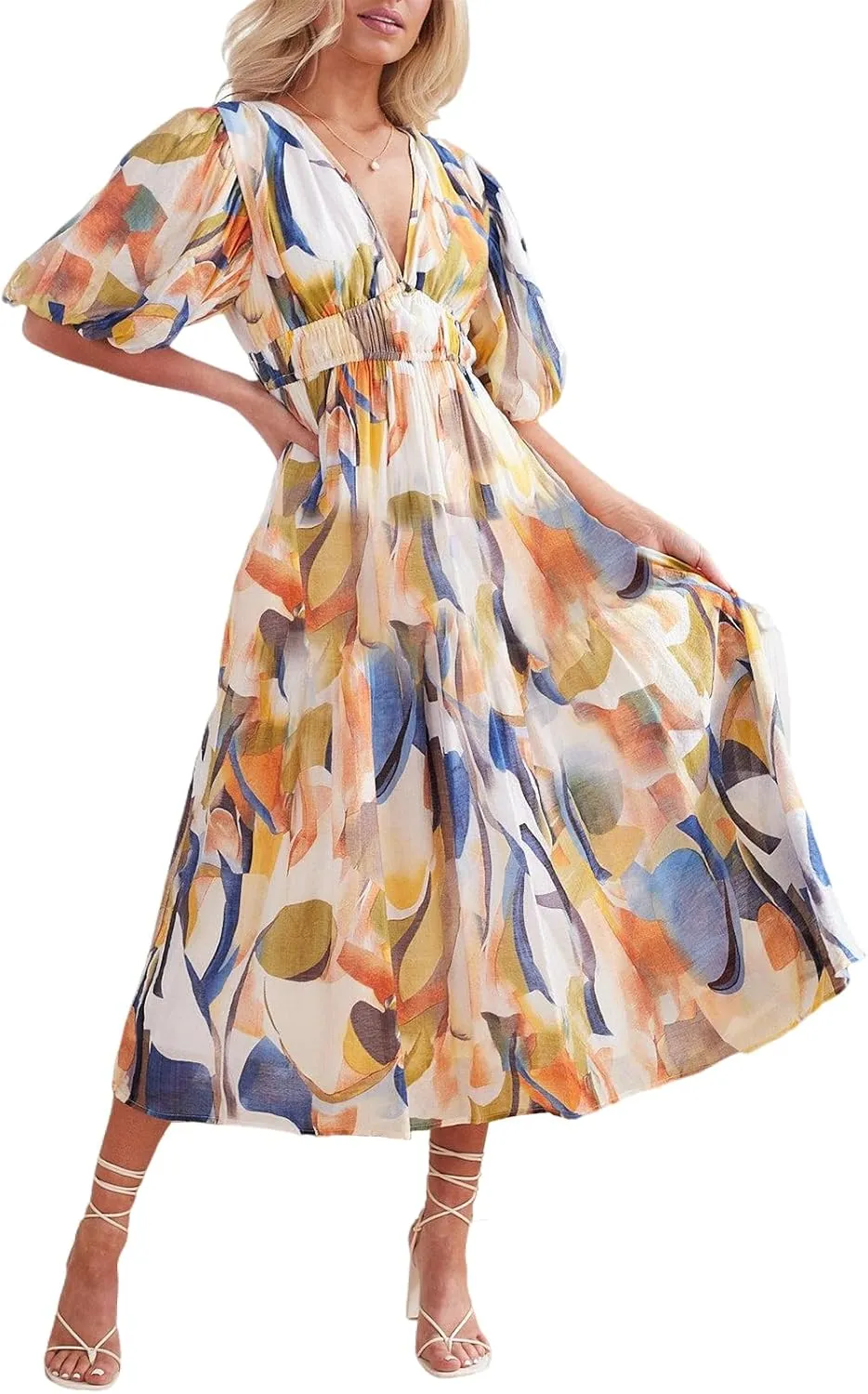 Sissyaki Women's Boho Floral Maxi Dress Summer Fall Wedding Guest Dress