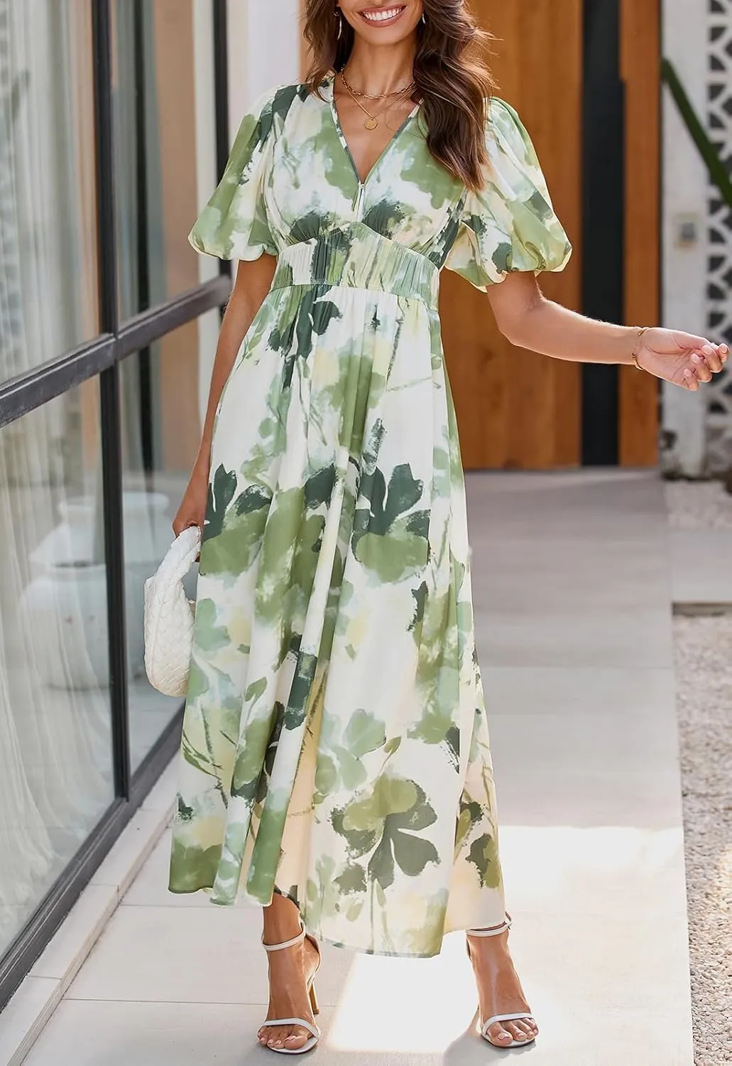 Sissyaki Women's Boho Floral Maxi Dress Summer Fall Wedding Guest Dress