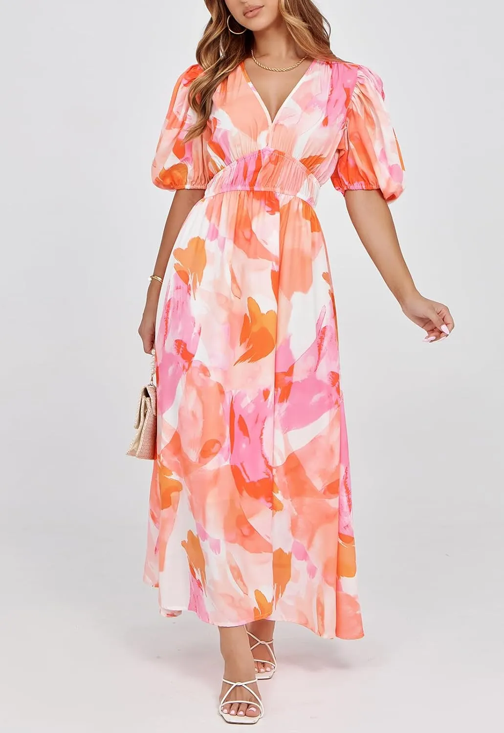 Sissyaki Women's Boho Floral Maxi Dress Summer Fall Wedding Guest Dress