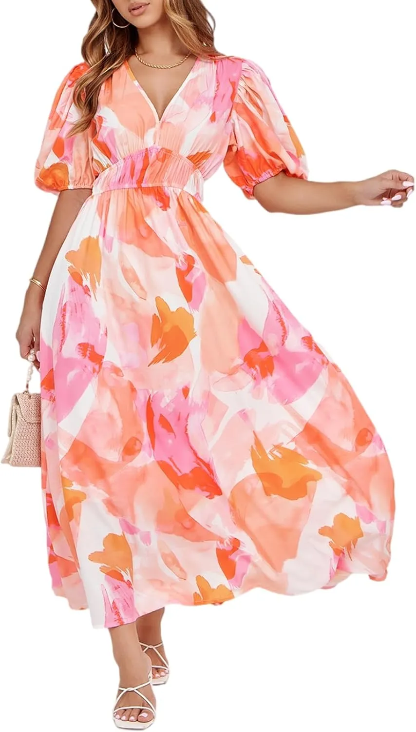 Sissyaki Women's Boho Floral Maxi Dress Summer Fall Wedding Guest Dress