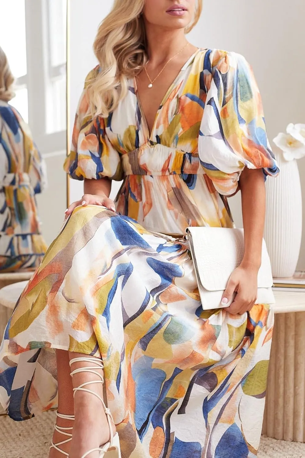 Sissyaki Women's Boho Floral Maxi Dress Summer Fall Wedding Guest Dress
