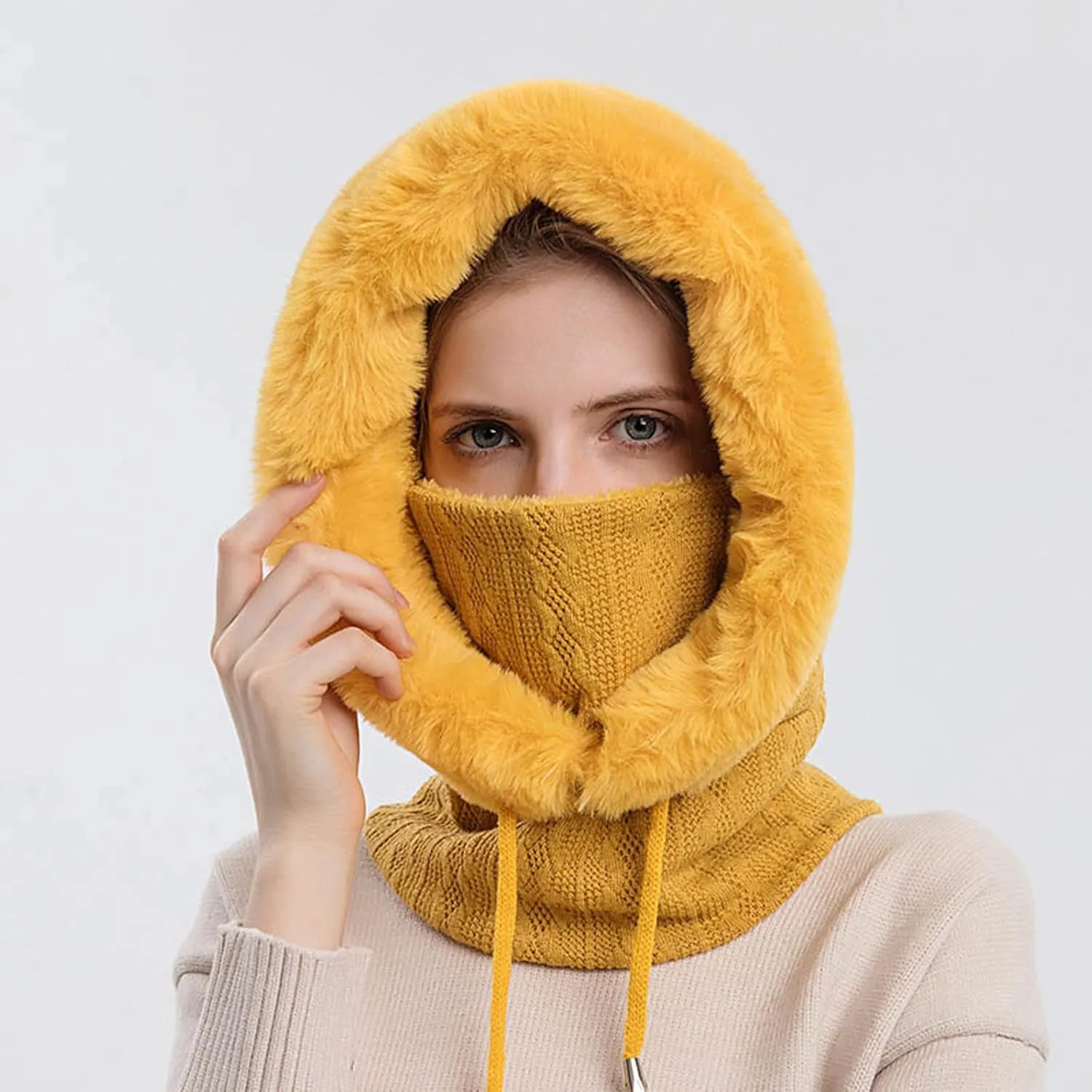 Ski Hat for Men Women, Winter Soft Warm Ski Cap Windproof, Full Head Cover Scarf Neck for Cold Weather