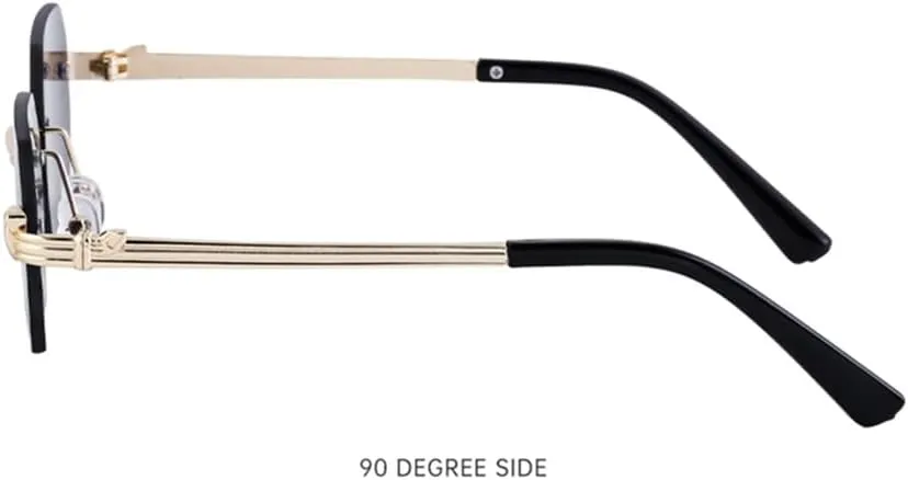 Small Rectangle Rimless Sunglasses Men Women Sun Glasses for Male Vintage Frameless Eyewear Shades UV400