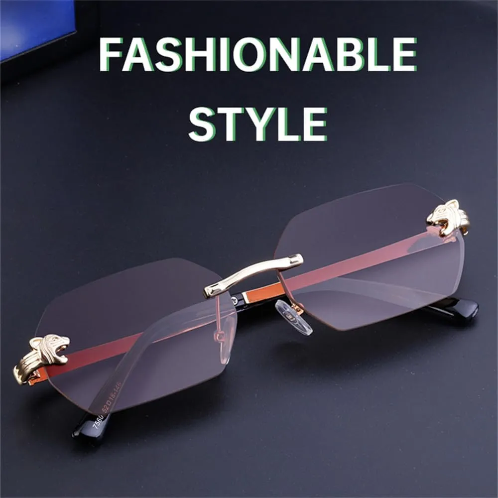 Small Rectangle Rimless Sunglasses Men Women Sun Glasses for Male Vintage Frameless Eyewear Shades UV400