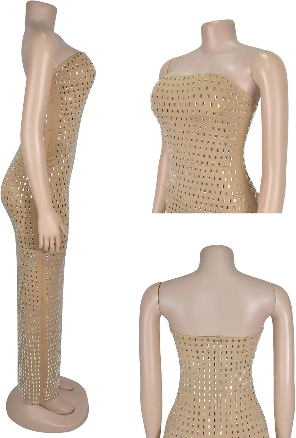 Strapless Rhinestone Maxi Dresses Evening Gowns for Women Formal Sexy