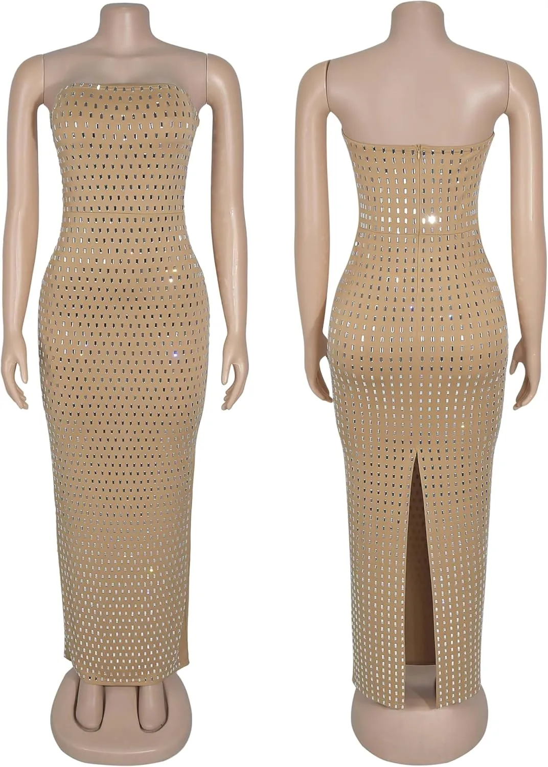 Strapless Rhinestone Maxi Dresses Evening Gowns for Women Formal Sexy