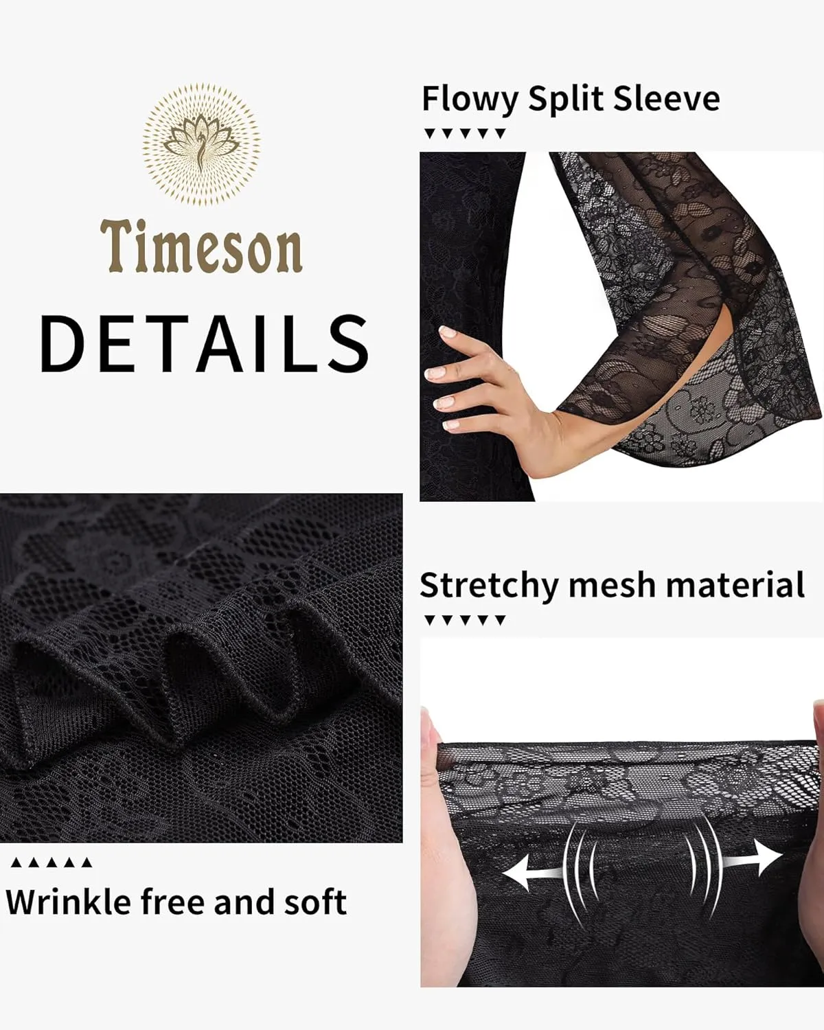 Timeson Women's 3/4 Sleeve Floral Blouses Shirts Double Layers V Neck Dressy Tunics Tops