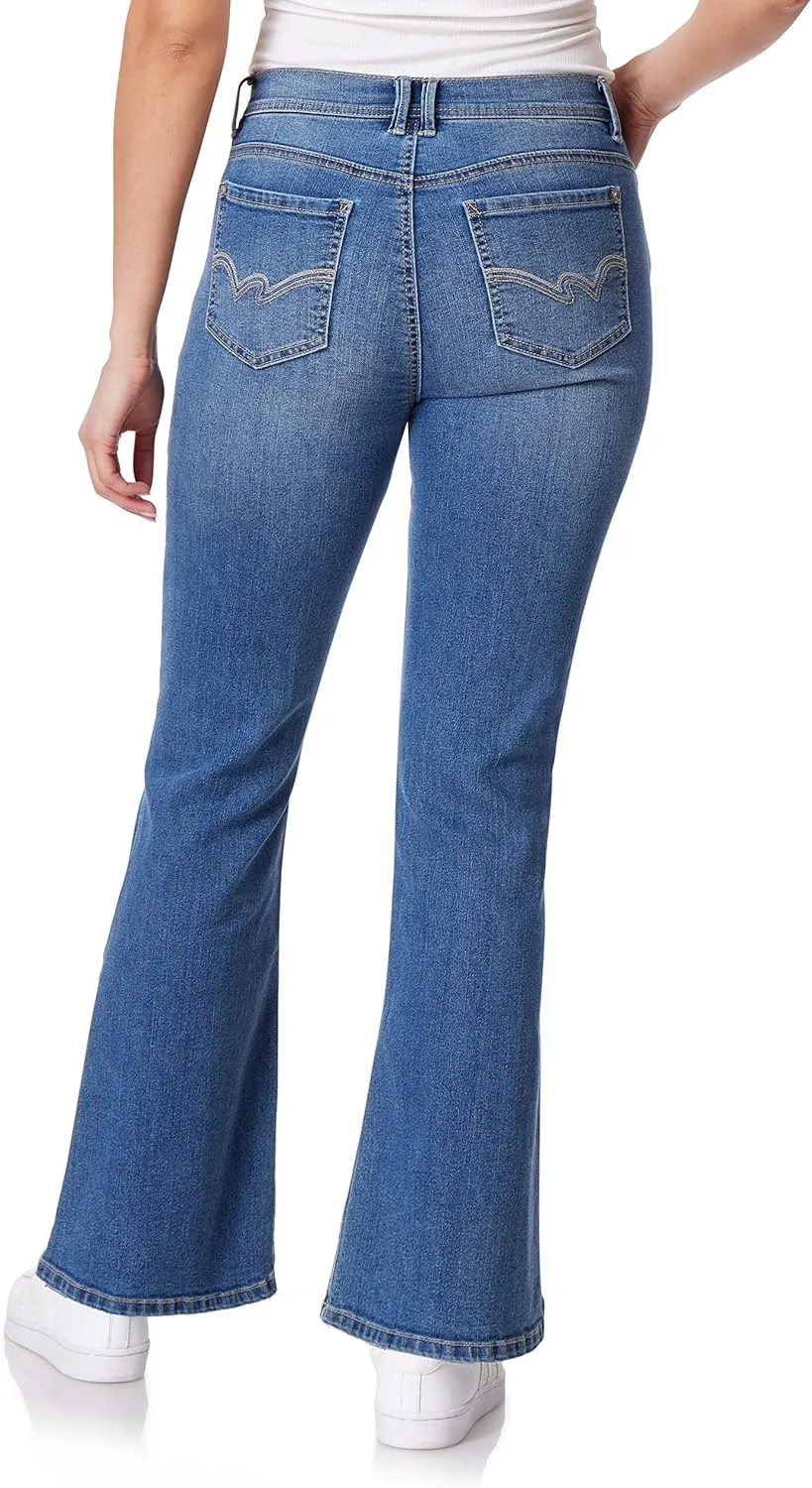 WallFlower Women's Flirty Curvy Super Flare High Rise Insta Stretch Juniors Jeans