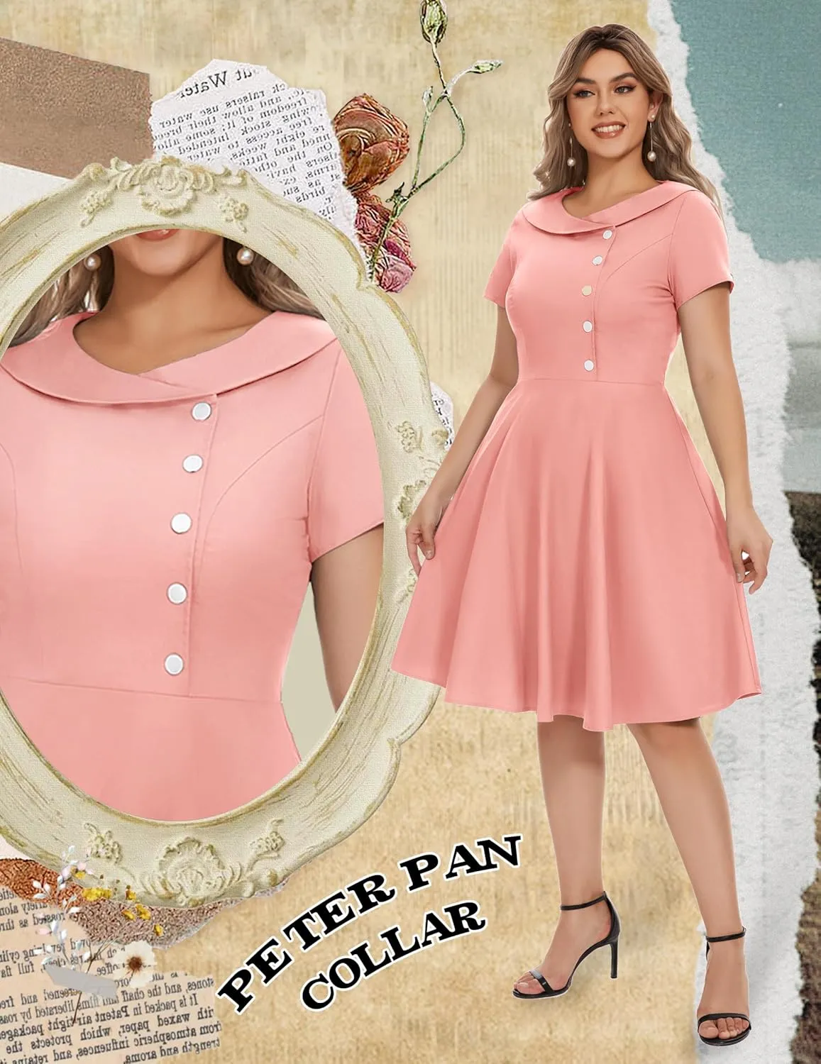 Wedtrend Women's 1950s Vintage Audrey Hepburn Style Cocktail Swing Dresses