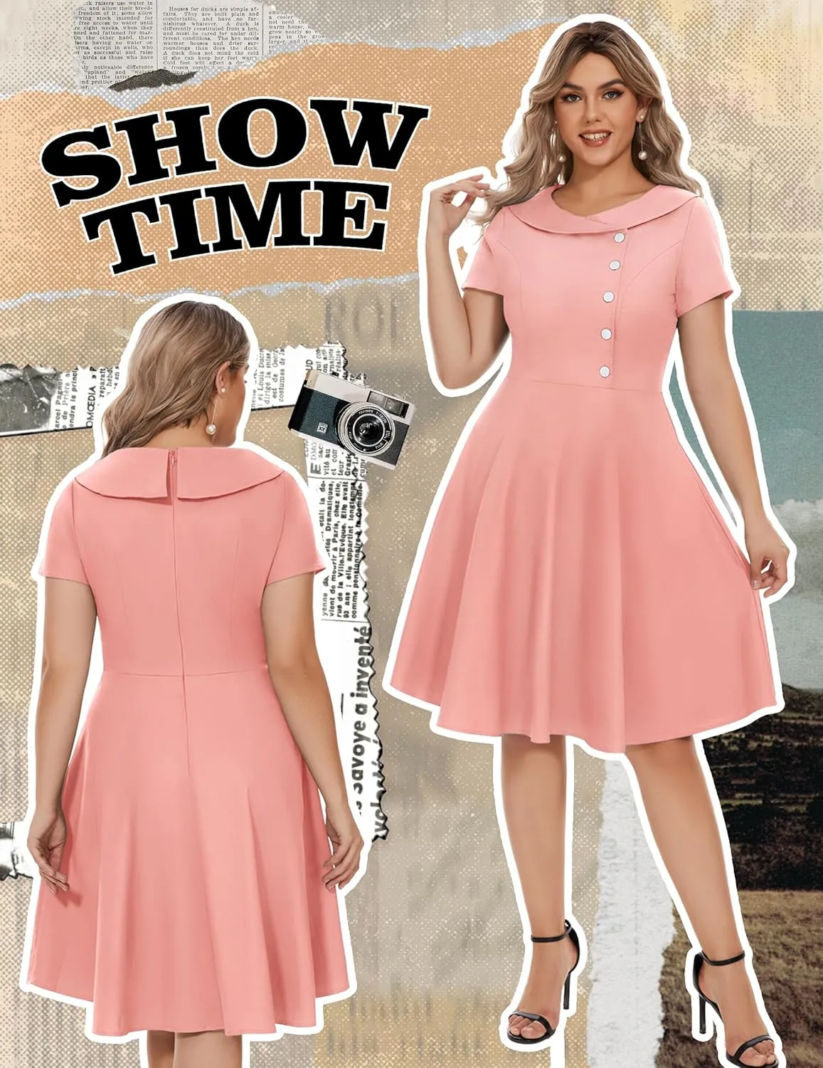 Wedtrend Women's 1950s Vintage Audrey Hepburn Style Cocktail Swing Dresses