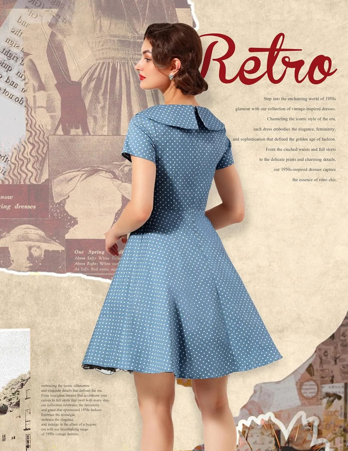 Wedtrend Women's 1950s Vintage Audrey Hepburn Style Cocktail Swing Dresses