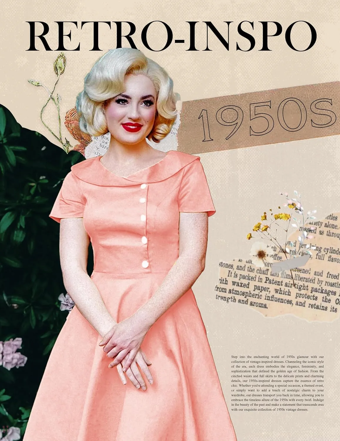 Wedtrend Women's 1950s Vintage Audrey Hepburn Style Cocktail Swing Dresses