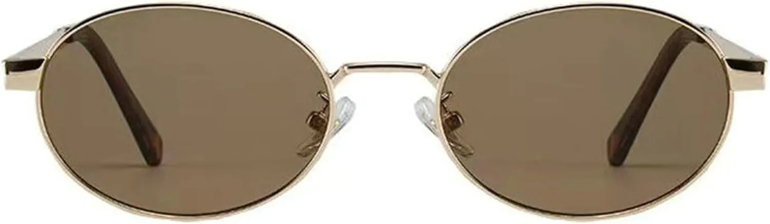 willochra Retro Oval Sunglasses for Women Men 90s Trendy Sun Glasses Classic brown tinted Shades UV400 Protection