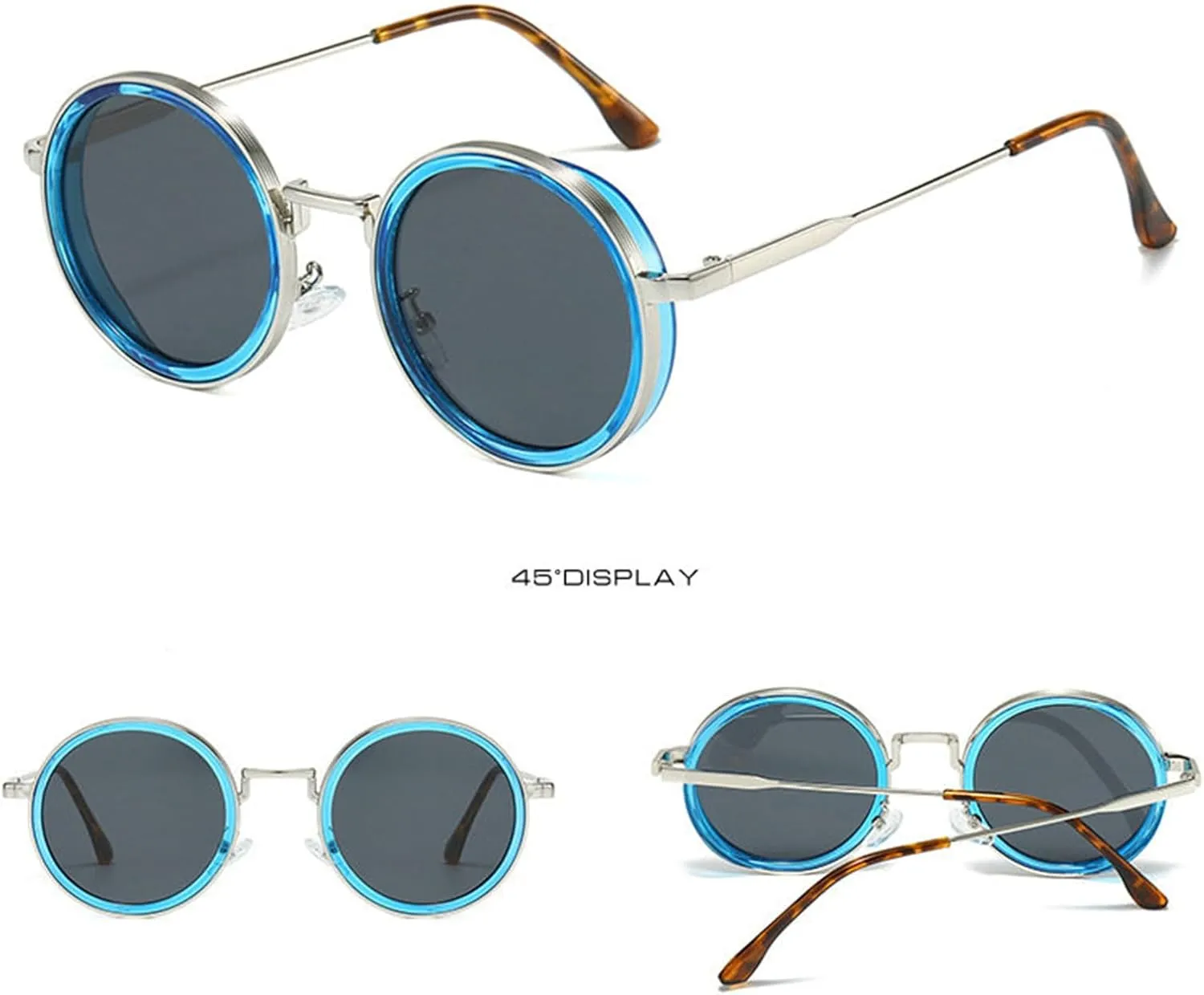 willochra Vintage Punk Sunglasses for Women Fashion 90s Small Metal Frame Gradient Hippie Sun Glasses Cute Round Sunnies