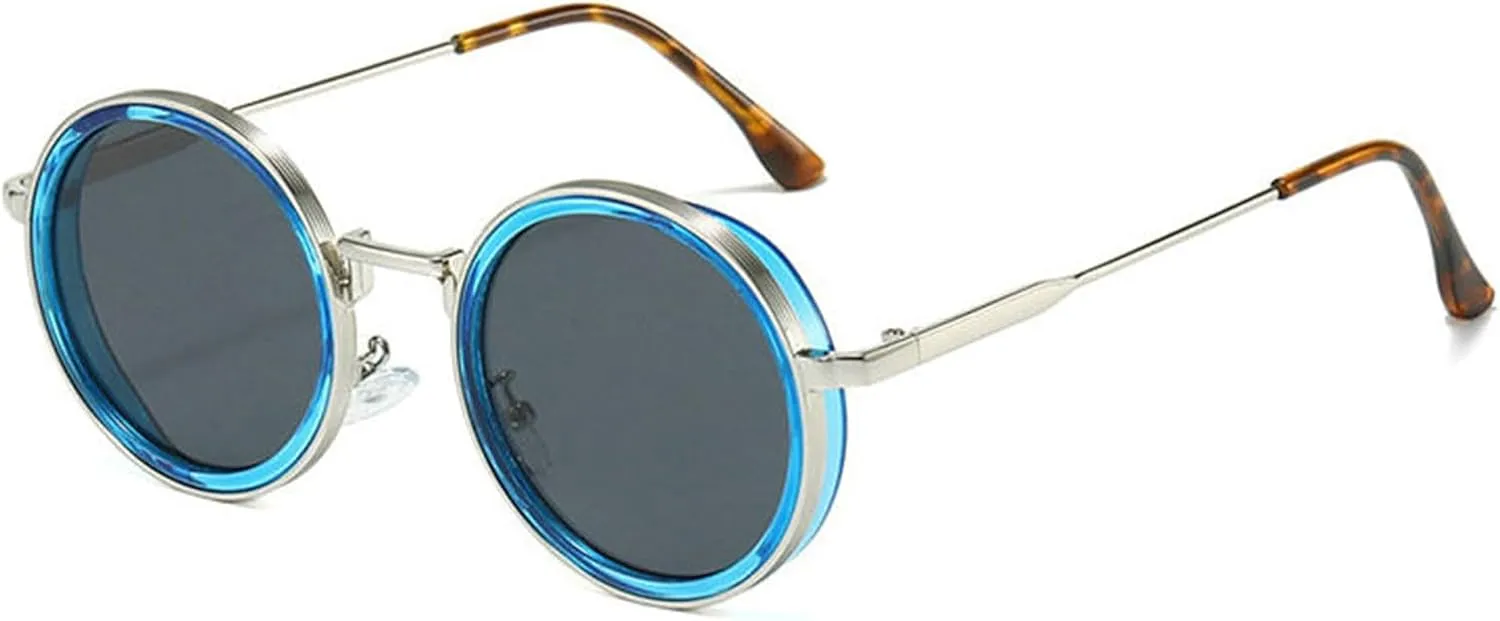 willochra Vintage Punk Sunglasses for Women Fashion 90s Small Metal Frame Gradient Hippie Sun Glasses Cute Round Sunnies