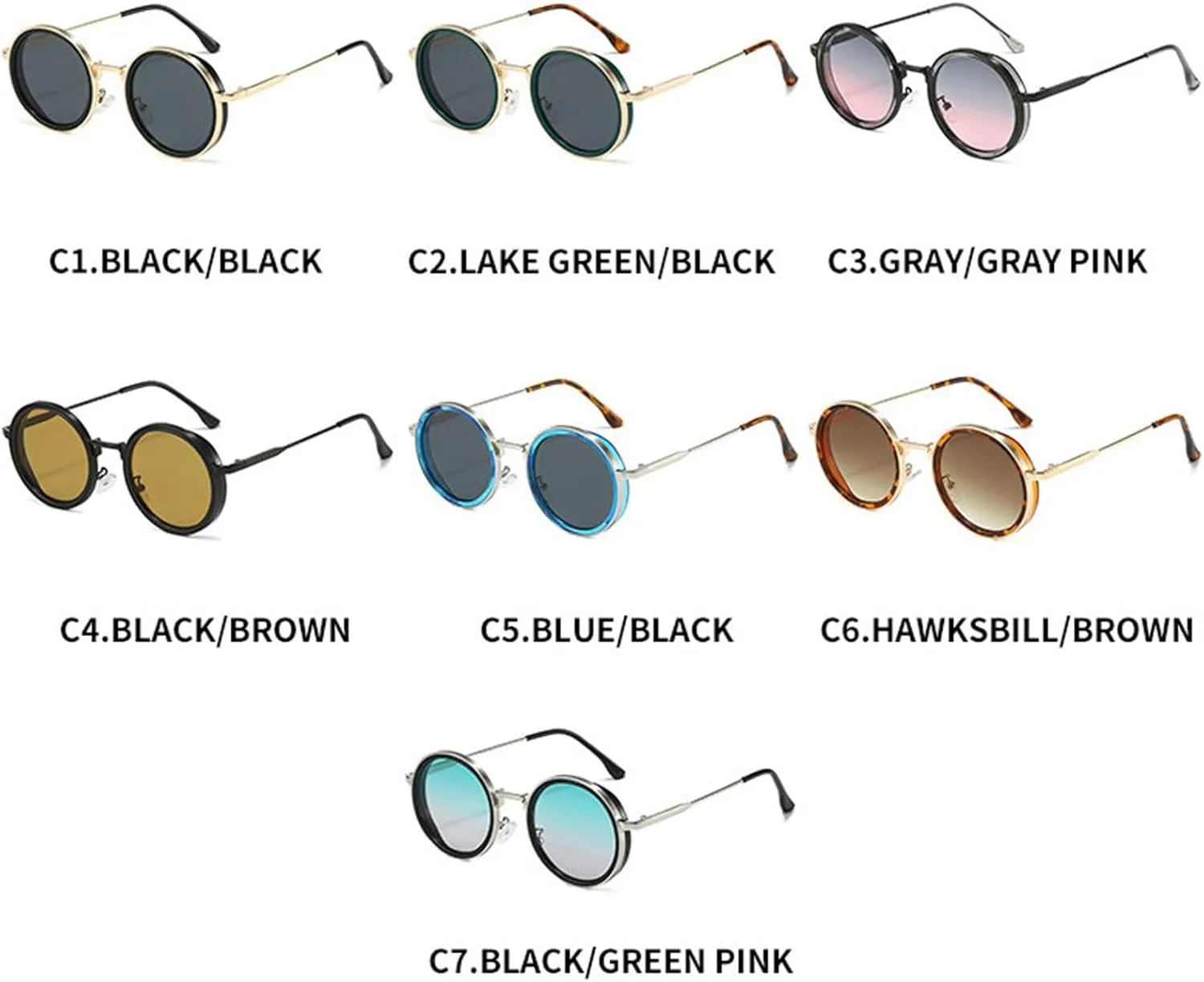 willochra Vintage Punk Sunglasses for Women Fashion 90s Small Metal Frame Gradient Hippie Sun Glasses Cute Round Sunnies