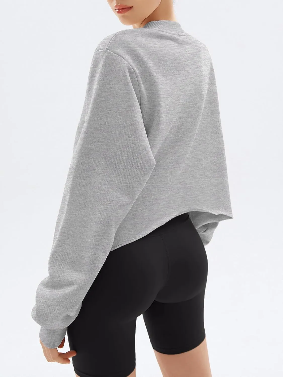 Women Cropped Sweatshirts Hoodie Pullover Long Sleeve Crop Top Spring Outfits 2025 Clothes