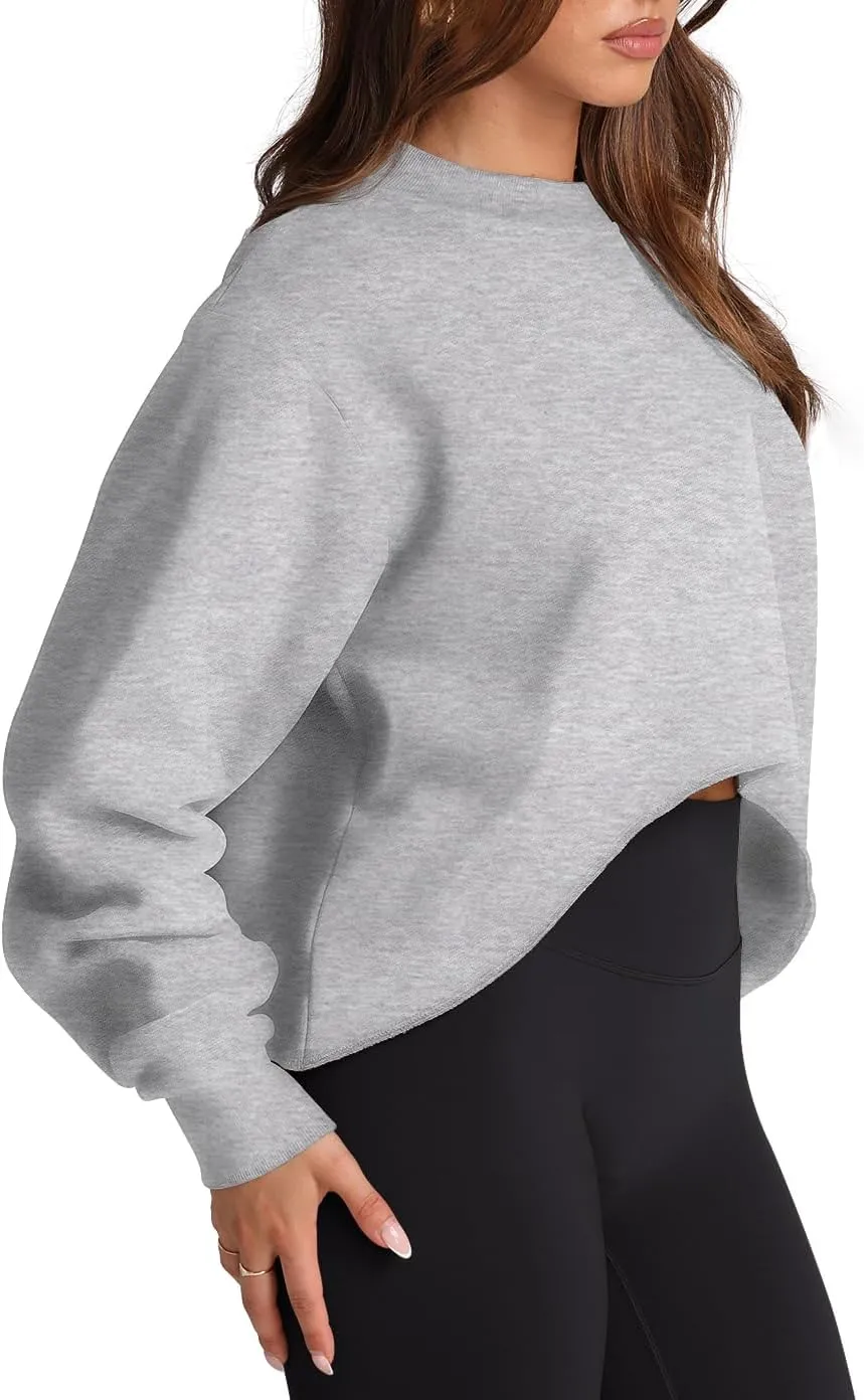 Women Cropped Sweatshirts Hoodie Pullover Long Sleeve Crop Top Spring Outfits 2025 Clothes