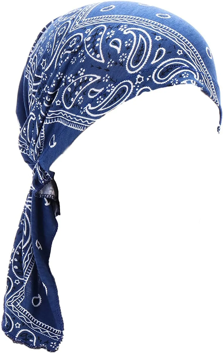 Women Slip-On Pre-Tied Beanie Stretch Printted Sleep Turban Hat Chemo Head Wrap Headwear Bandana for Cancer Hair Loss