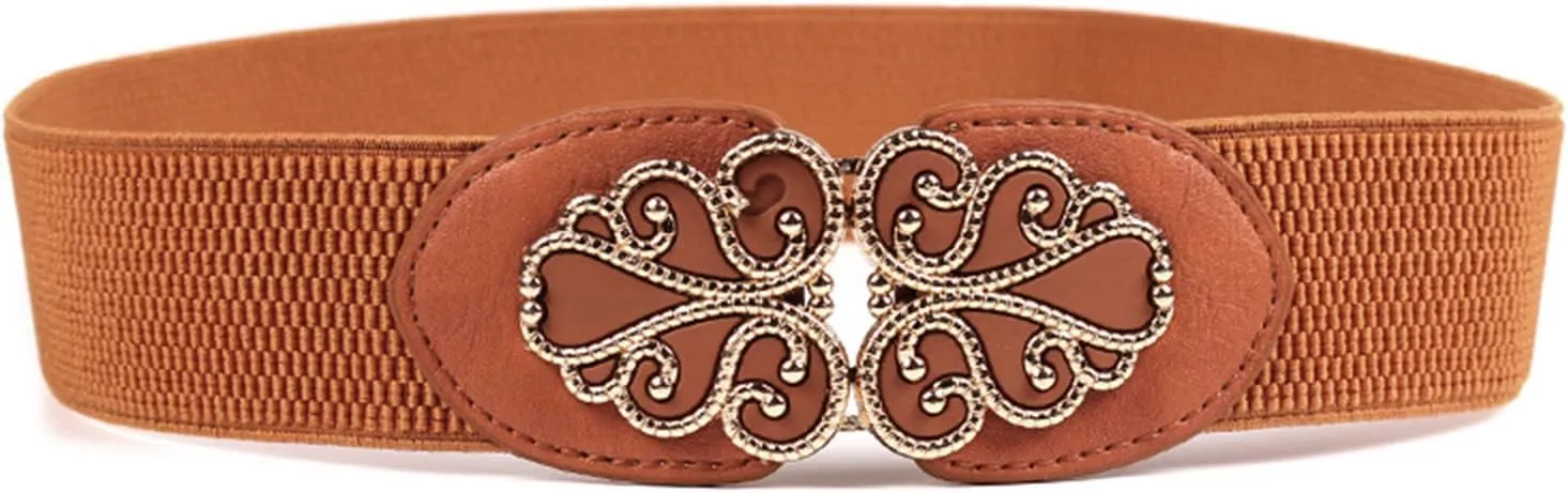 Women Wide Elastic Belt Stretch Retro Cinch Belt Adjustable Waistband for Jeans Dresses