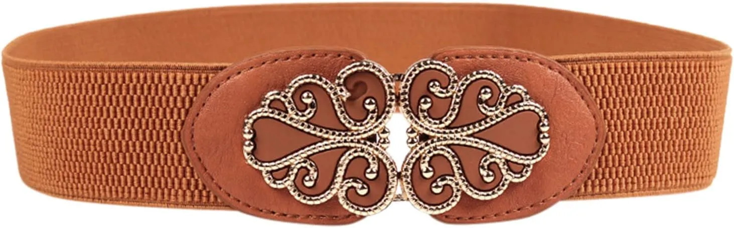 Women Wide Elastic Belt Stretch Retro Cinch Belt Adjustable Waistband for Jeans Dresses