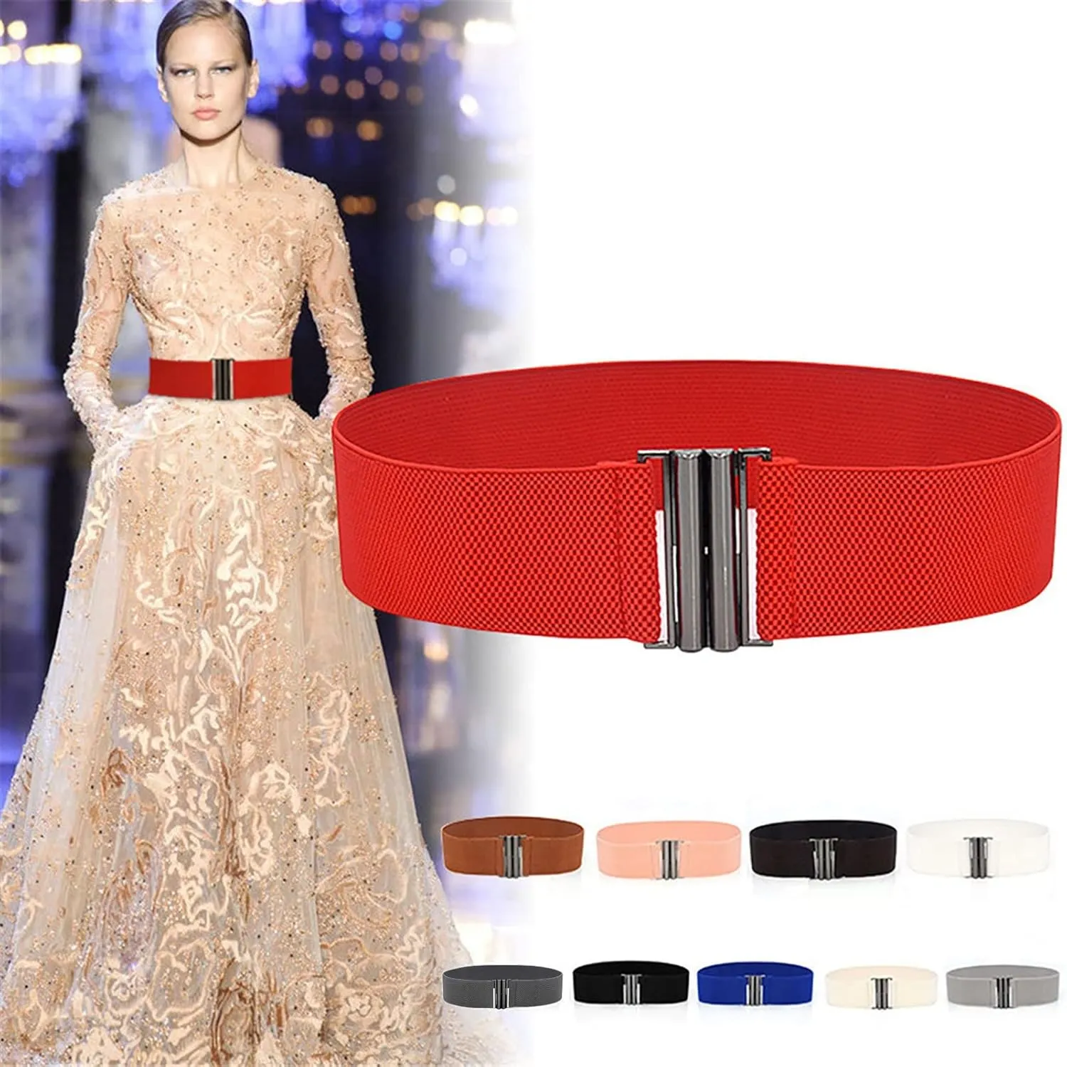 Women Wide Elastic Belt Wide Stretch Waist Belts Waistband For Dresses