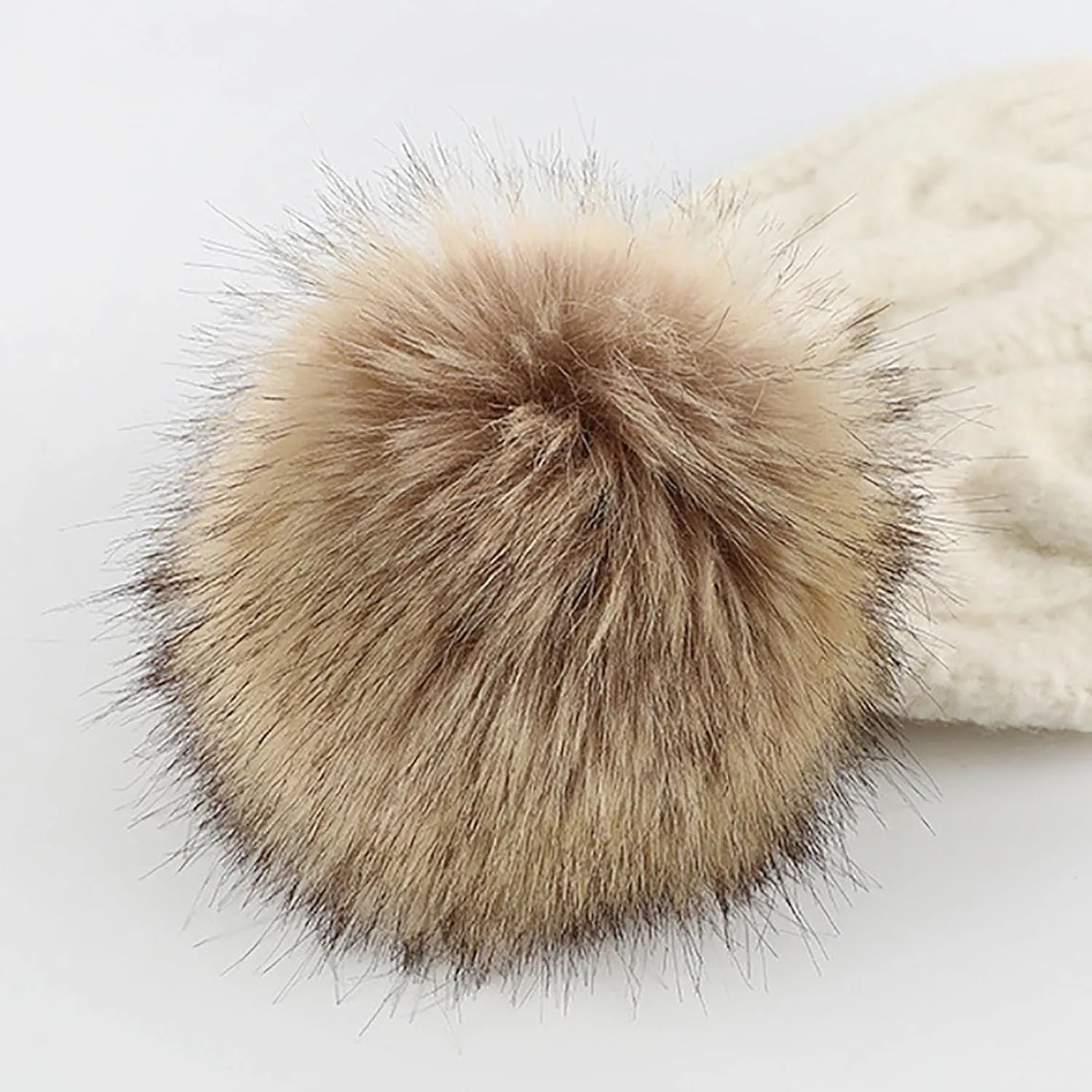 Women Winter Pompom Beanie Hat Fleece Lined Warm Beanies Hats, Thick Slouch Snow Chunky Knit Skull Ski Cap for Ladies