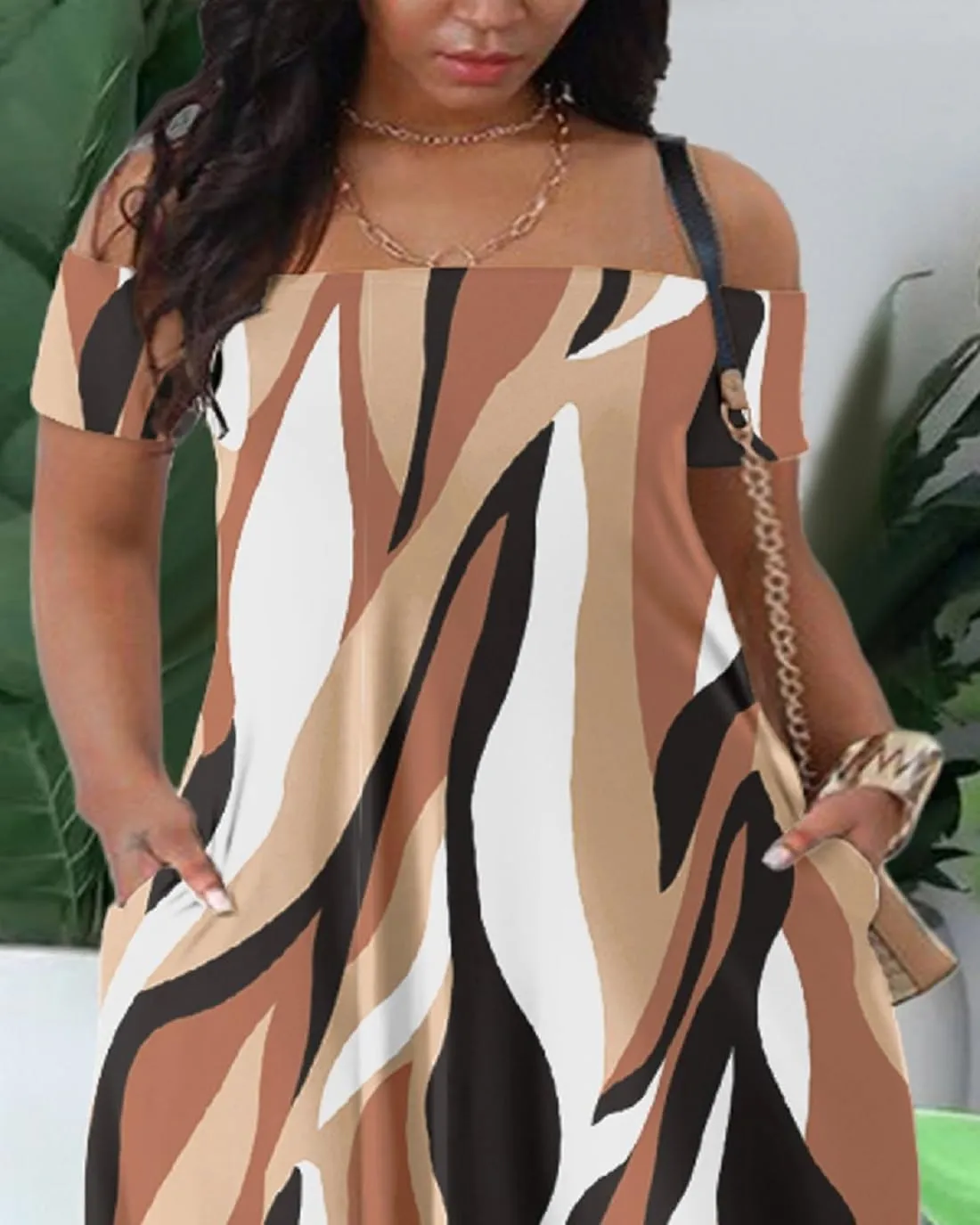 Women's 3D Print Off Shoulder Camouflage Boho Maxi Dress Summer Beach Long Dresses