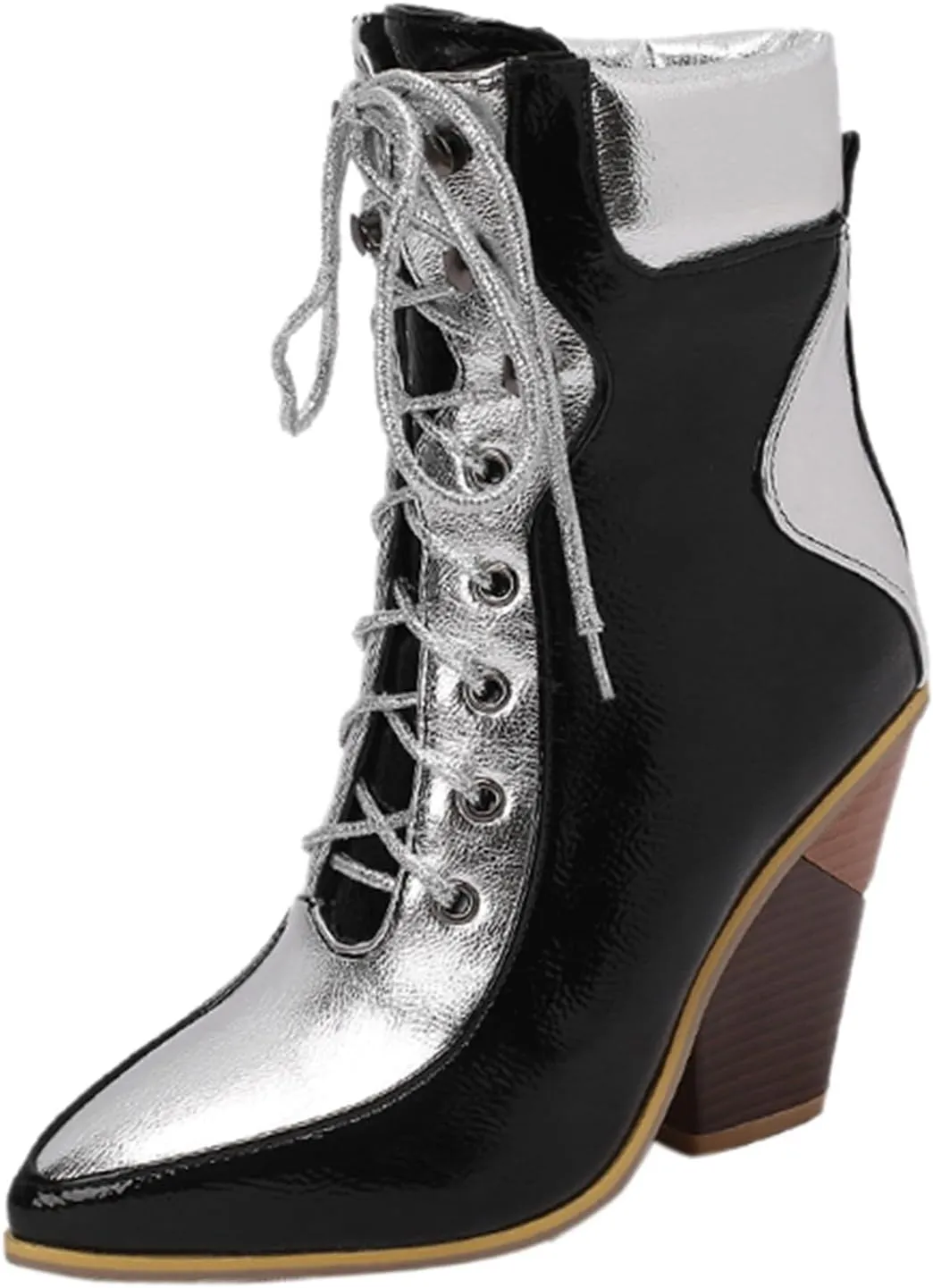 Womens Ankle Boots Low Heel Chunky Heels for Women Western Pointed Toe Low Chunky Heel Shoes Womens Cowboy Boots